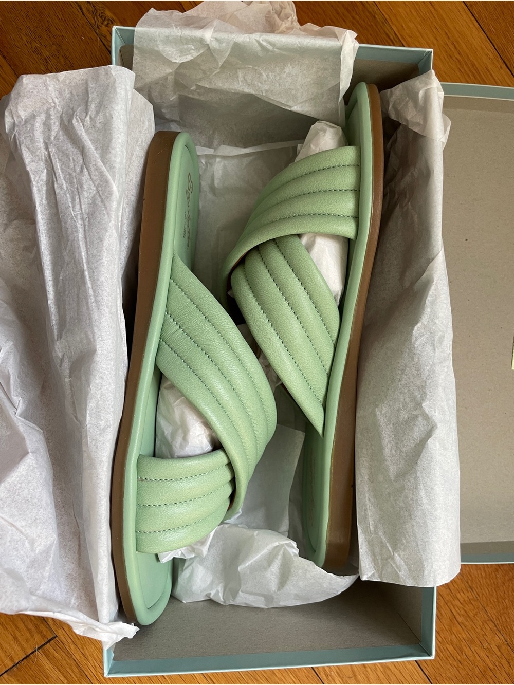 Seychelles Leather Slide Sandal in Cucumber
